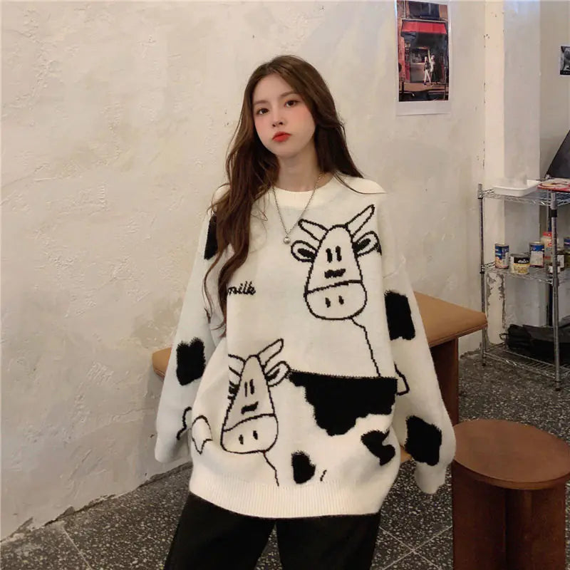 Korean Style Loose Pullover Sweater for Casual Wear
