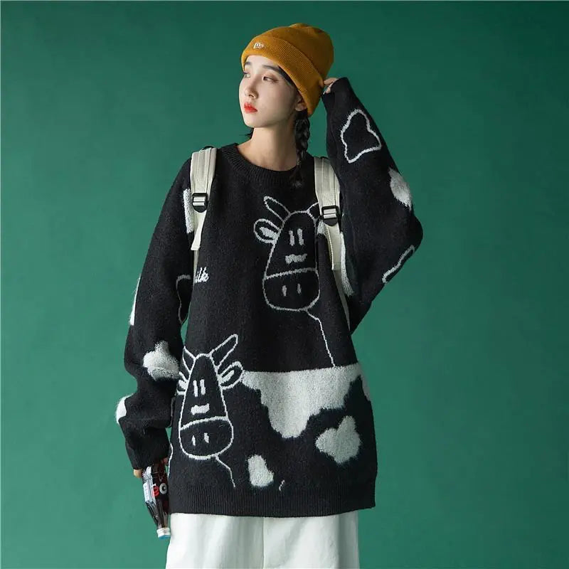 Korean Style Loose Pullover Sweater for Casual Wear